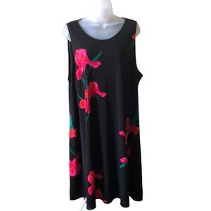 EST 1948 tropical floral black dress midi size 22,24W Cambodia Whimsical gothic